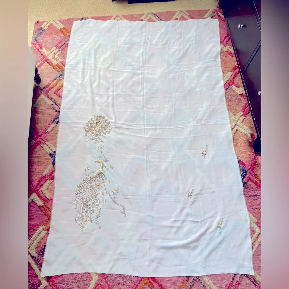 Peacock Embroidered and Embellished Large Sheer Panel